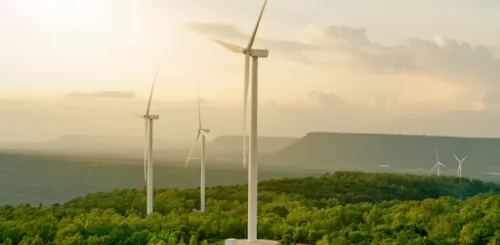 Aerogeneradores instalados en un entorno natural.